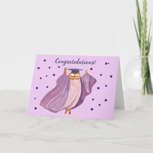 Söt Uggle Examens Congratulations Kort (Framsida)