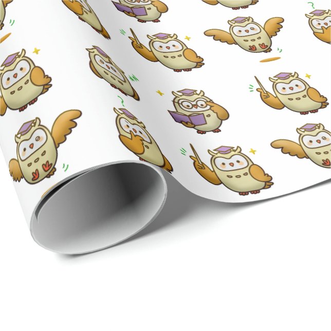 Söt Uggle Examenspresent Förpackningspapper   Presentpapper (Rullad Hörn)