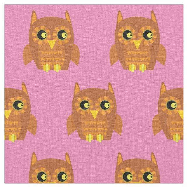 Söt Uggle Fågel Barn Baby Rum Pink Tyg (Närbild)