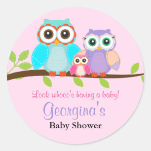 Söt Uggle Flicka Baby Shower Klistermärken