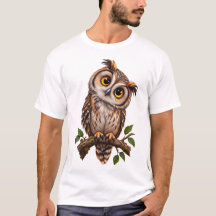 Söt Uggle på Grenillustration T-Shirt