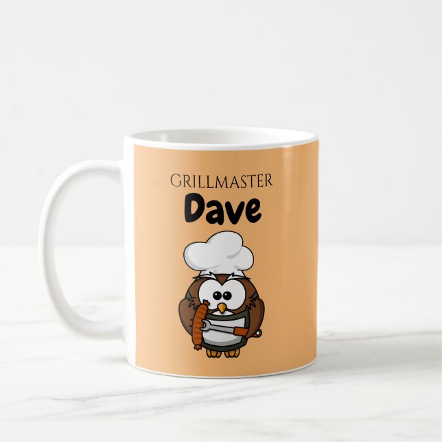 Söt Uggle Pappa Grillmästare Kaffe Mugg (Vänster)