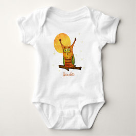 Söt Uggle Vattenfärg Stil Namn Födelsedatum på Bak T Shirt