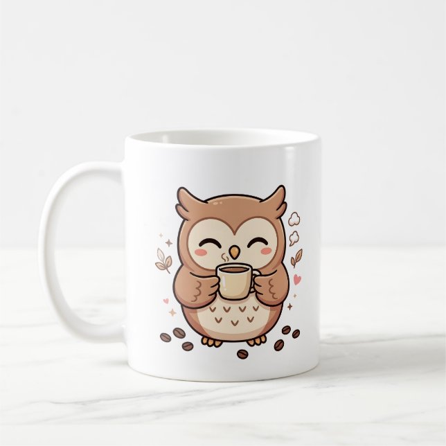 Söt Ugglekaffemugg Kawaii Uggle-design Kaffemugg (Vänster)