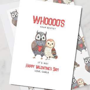 Söt ugglepun söta lilla Valentine-dagen Julkort