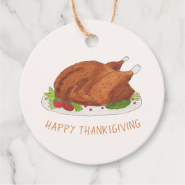 Söt ugnrostad kalkon Glad Thanksgiving Gåvor Etiketter
