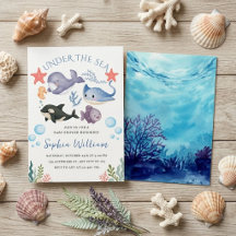 Söt Under The Sea Watercolor Baby Shower