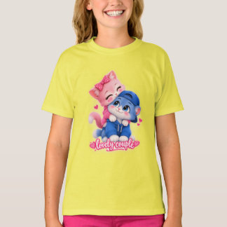 Söt underbar par katt dam t-shirt | Kawaii C