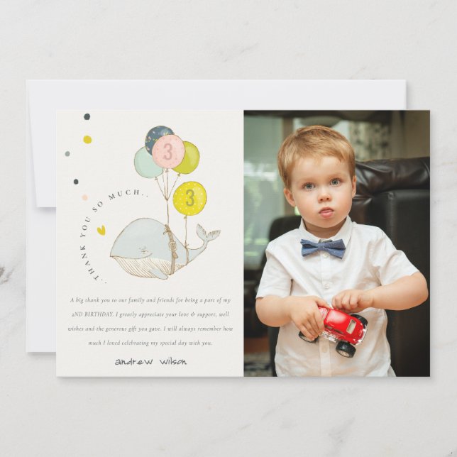 Söt Undervattensballong Val Foto Barnkalas Tack Kort (Framsida)