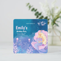 Söt undervattenssjöröding födelsedagsinbjudan