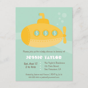 Söt undervattensubmarin Baby Shower Anpassad Inbjudningar