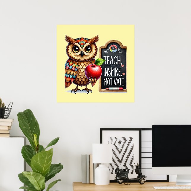 Söt Undervisa Kärlek Inspirera ordkonst Lärare Poster (Hemmakontoret)