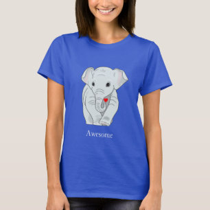 Söt ung elefant som håller en hjärta T-shirt