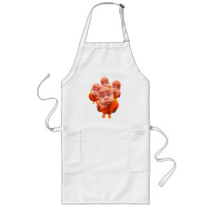 Söt ung munk minimalistisk orange klänning  långt förkläde