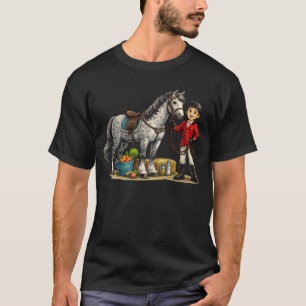Söt Ung Ryttare Med Präcklig Grå Häst Konst T Shirt