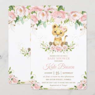 Söt Unge-Blommigten för Rosa, Lejon flicka i Inbjudningar