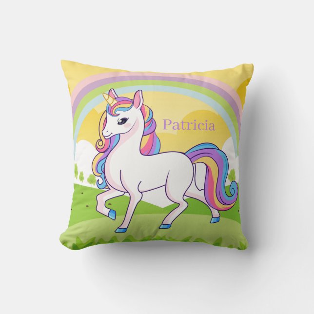 Söt unicorn add namn kudde (Framsida)