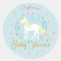 Söt Unicorn Aqua Guld Glitter Baby Shower