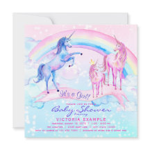 Söt Unicorn Baby Shower-inbjudningar
