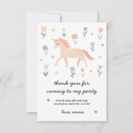 Söt Unicorn-Blommigt Flat Tack Kort