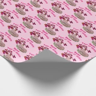 Söt Unicorn Butterflies Flowers Personlig Presentpapper