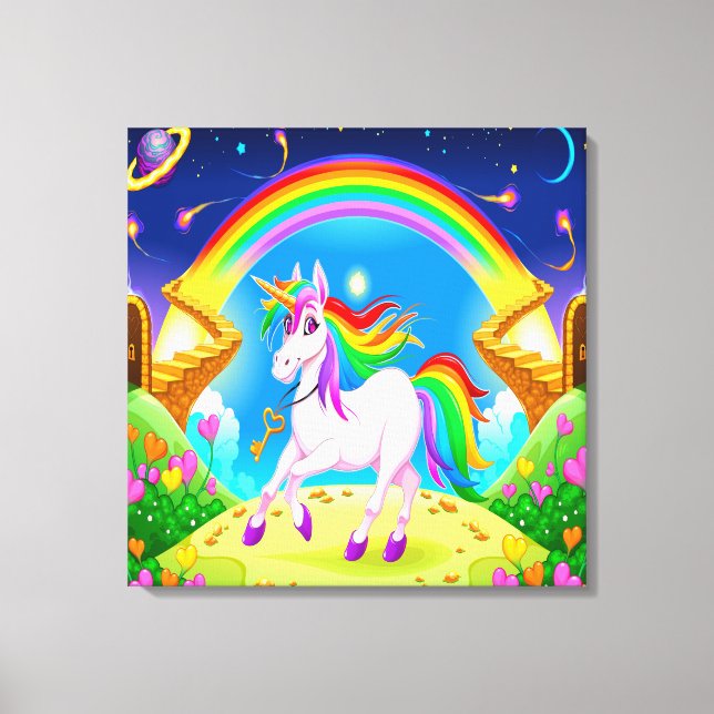 Söt Unicorn Canvas Art (Framsida)