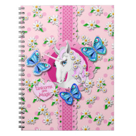 Söt Unicorn i Rosa med Polka dots bärbara dator Anteckningsbok Med Spiral