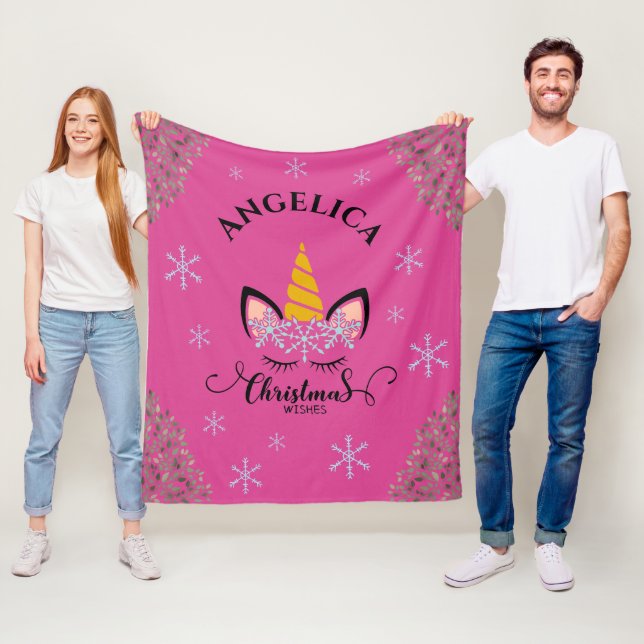Söt Unicorn jul Snowflake Girls Fleecefilt (På plats)