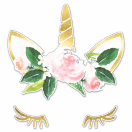 Söt Unicorn Lash soft rosa ros golden horn Klistermärken