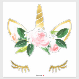 Söt Unicorn Lash soft rosa ros golden horn Klistermärken