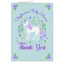 Söt Unicorn Lila Aqua Baby Shower