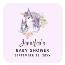 Söt Unicorn Mamma & Baby Watercolor Blommigt Showe