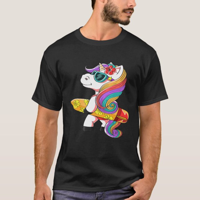 Söt Unicorn med ytskiva med Cute Swi T Shirt (Framsida)