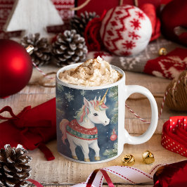 Söt Unicorn Personlig jul Två-Tonad Mugg