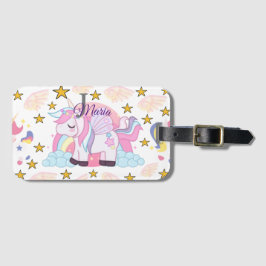 Söt Unicorn Rainbow Stars Magic Personlig Bagagebricka