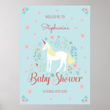Söt Unicorn Ro Guld Glitter Baby Shower