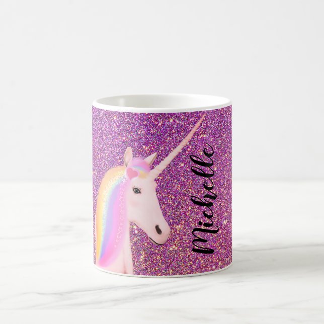 Söt Unicorn Rosa Glitter Gnistra Hett Chocolate Kaffemugg (Center)