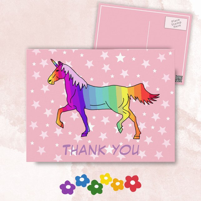 Söt Unicorn Stars Tack Vykort (Skapare uppladdad)
