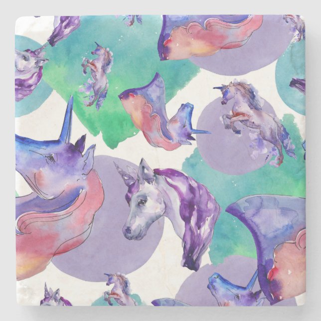 Söt Unicorn Underlägg Marble Stone (Framsidan)