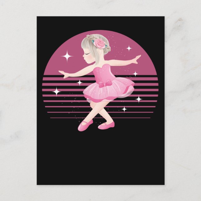 Söt unik ballerinatjej som dansar balett vykort (Framsida)