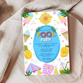 söt unik bassäng party-barn-födelsedag inbjudningar