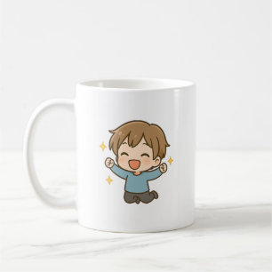 Söt Upphetsad Chibi Daglig Stämning Mugg