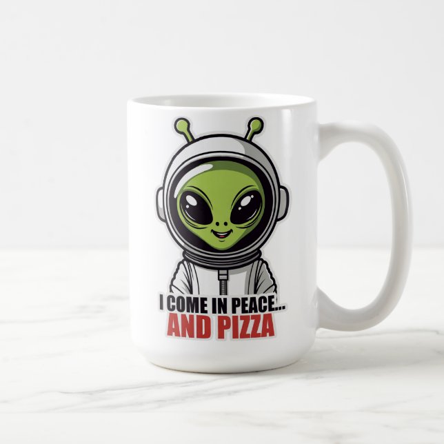 Söt utomjording astronaut "Jag kommer i fred och p Kaffemugg (Höger)