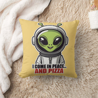Söt utomjording astronaut "Jag kommer i fred och p Kudde