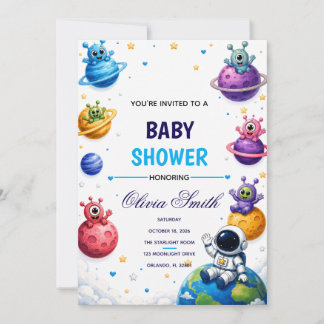 Söt utomjording planets baby shower inbjudan