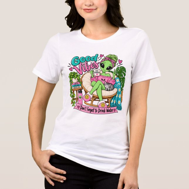 Söt utomjordingflicka God stämning Håll dig hydrer T Shirt (Framsida)