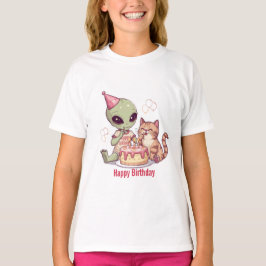 Söt utomjordisk födelsedagsfestdesign t shirt