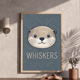 Söt utter ansikte Morrhår Typografi Barnkammare Af Poster
