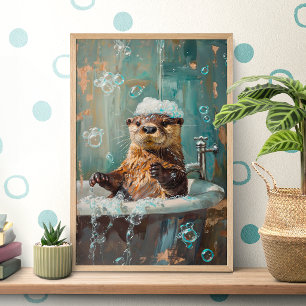 Söt utter i bubbelbadaffisch poster