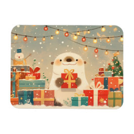Söt utter med julklappar magnet